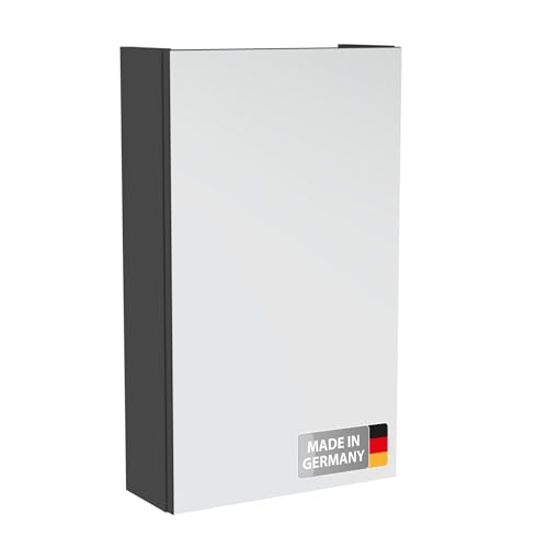 Fackelmann Easy Spiegelschrank in Anthrazit – 40 cm Breite, 1 Einlegeboden, Moderner Badezimmerschrank mit praktischem Stauraum, Made in Germany