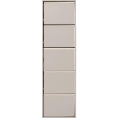Kare Design Schuhschrank Caruso Creme, Metall, mit 5 Klappen, Schuhablage für 10 Paar Schuhe, schmal, platzsparend, hoch, Schuhregal, Eingangsbereich, 173x50x15 cm (H/B/T)