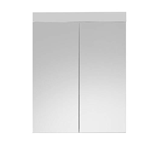 trendteam smart living Badezimmer Spiegelschrank Spiegel Amanda, 60 x 77 x 17 cm in Weiß / Weiß Hochglanz ohne Beleuchtung