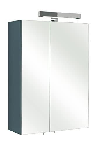 Pelipal Badezimmer-Spiegelschrank; 311 in Anthrazit-Grau mit LED-Beleuchtung, 50 cm breit | Badschrank; mit 2 Türen und 2 Glas-Einlegeböden