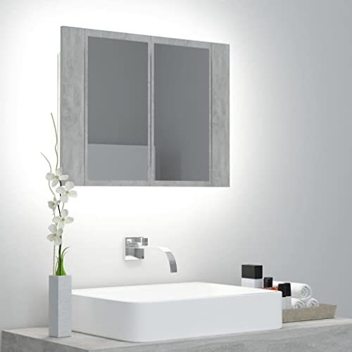 LED Spiegelschrank Badezimmer Spiegelschrank Beton grau 60x12x45cm + Material: Spanplatte, Acryl