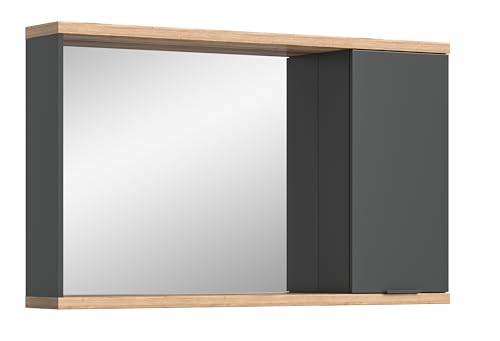 furnling Nuvia Spiegelschrank, Anthrazit, 130 cm breit, moderner Wandschrank mit Spiegel, Badezimmermöbel aus langlebigem FSC-Holzwerkstoff, Hängeschrank für Badezimmer und Gäste WC, Made in EU