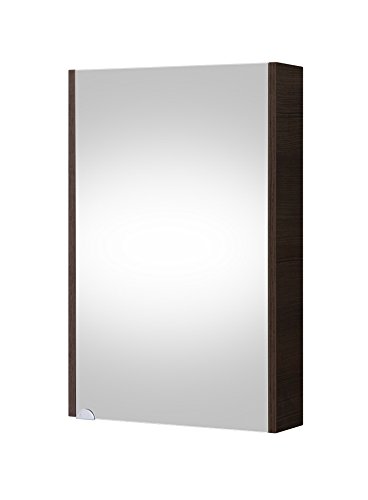 Planetmöbel Spiegelschrank in Anthrazit Breite 50cm, Badspiegel Hängeschrank mit Softclose Schranktür für Badezimmer, Gäste WC