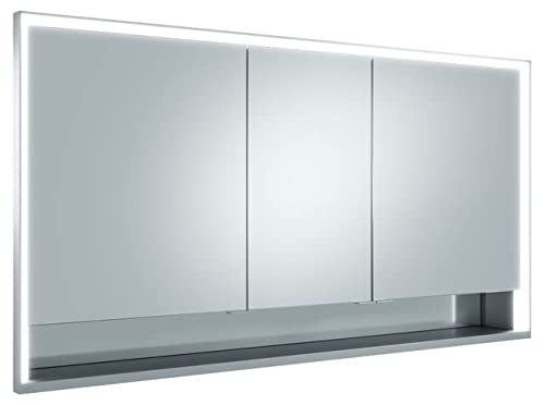 KEUCO Spiegel-Schrank Unterputz Einbau, mit Variabler LED-Beleuchtung dimmbar, mit Aluminium-Korpus, mit 3 Türen, 140x73,5x16,5 cm Royal Lumos