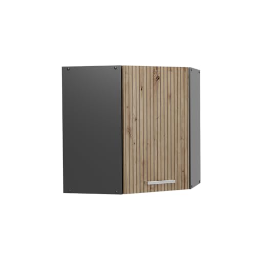 Vicco Eckhängeschrank R-Line, Küchen-Eckschrank, Artisan-Eiche/Anthrazit, 57 cm