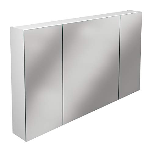 Lanzet Spiegelschrank L0 / Badezimmerschrank mit Spiegel/Maße (B x H x T): ca. 120 x 68 x 14,5 cm/Möbel fürs Bad oder WC/hochwertiger Schrank mit 3 Türen/Korpus: Weiß Glanz/Front: Spiegel