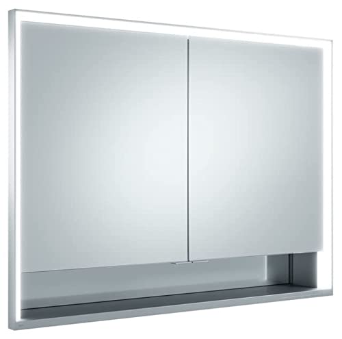 Keuco Spiegel-Schrank Unterputz Einbau, mit Variabler LED-Beleuchtung dimmbar, mit Aluminium-Korpus, mit 2 Türen, 100x73,5x16,5 cm Royal Lumos