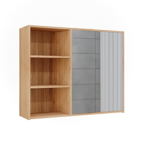 Vicco Badspiegelschrank Lucie, Bambus, 74 x 60 cm mit 3 offenen Fächern