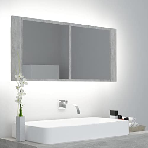 LED Spiegelschrank Badezimmer Spiegelschrank Beton grau 100x12x45cm + Material: Spanplatte, Acryl