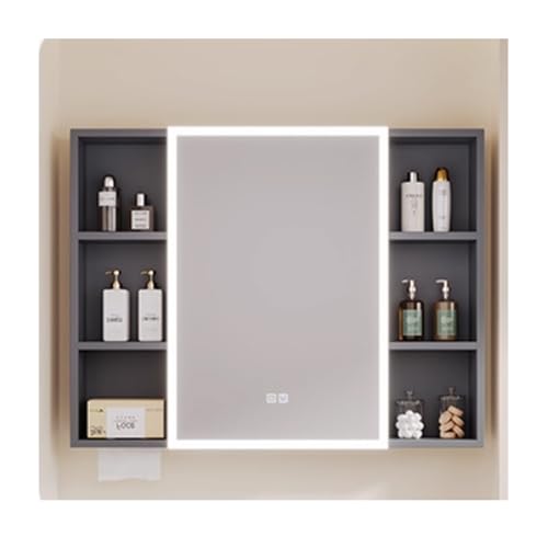 Grauer Badezimmer-Spiegelschrank, robuster Aluminiumrahmen, Einzeltür-Design, 100 cm – stilvolle Aufbewahrungslösung für moderne Badezimmer, platzsparend und funktional.
