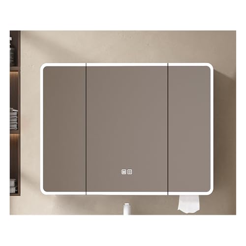 Badezimmerschrank zur Wandmontage mit Anti-Beschlag-Spiegel, wasserdicht und feuchtigkeitsbeständig, vielseitige Aufbewahrungslösung, 100 cm High-Definition-Spiegel