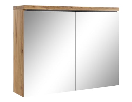 Badplaats B.V. Spiegelschrank Paso 80cm Eiche - Schrank Spiegelschrank Spiegel Badezimmer Badmöbel Set Hängeschrank Badschrank