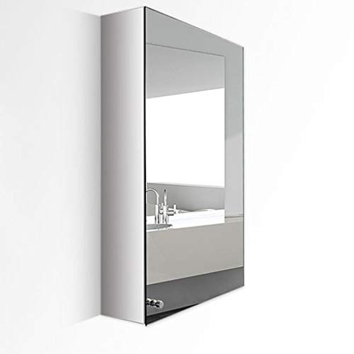 Spiegelschränke Edelstahl-Badezimmer Badezimmer Lagerschrank Hänge-Rasierspiegel Schlafzimmer (Color : Silver, Size : 65x45cm)