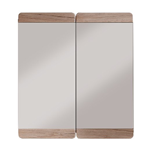 trendteam smart living Badezimmer Spiegel Spiegelschrank Malea, 65 x 70 x 15 cm, Korpus in Eiche San Remo Hell Nachbildung mit großer Spiegelfläche
