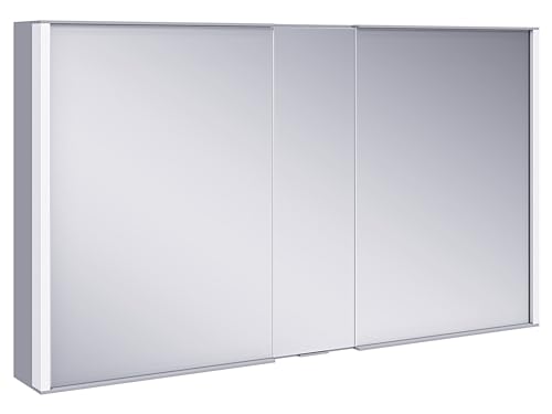 Keuco Spiegel-Schrank mit Variabler LED-Beleuchtung dimmbar, Badezimmer-Spiegelschrank, mit Aluminium-Korpus, mit 2 Türen, 120x70x16 cm Royal Match