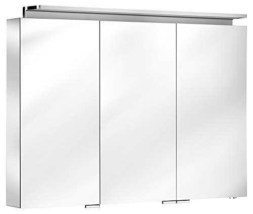 Keuco Spiegel-Schrank mit Variabler LED-Beleuchtung dimmbar, inkl. Wandbeleuchtung, verspiegelter Korpus, mit 3 Türen, 120x74,2x15 cm Royal L1