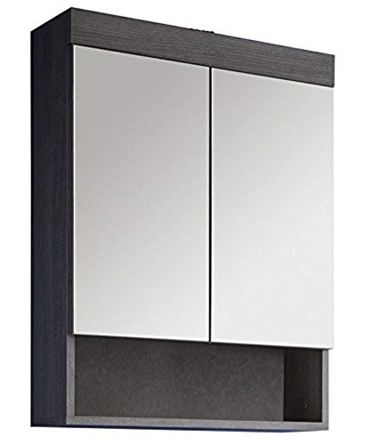 trendteam smart living - Runner - Spiegelschrank - Rauchsilber - kompakter Badspiegel mit Ablage - (BxHxT) 58 x 75 x 18 cm - 3 Fächer und 2 Einlegeböden - Kratzfest