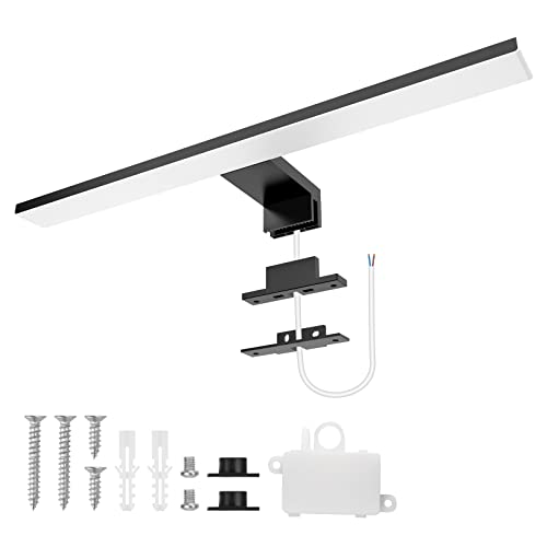 Aourow LED Spiegelleuchte Bad 10W,40cm 820lmn Spiegellampe Badezimmer,Neutralweiß 4000K Badlampe Spiegel 230V Spiegelschrank Beleuchtung KLASSE II(Schwarz)