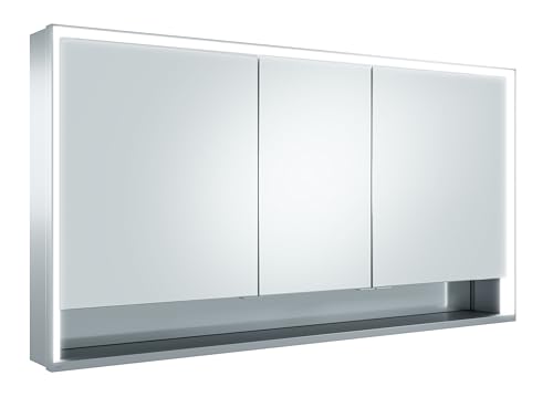 Keuco Spiegel-Schrank mit Variabler LED-Beleuchtung, Badezimmer-Spiegelschrank, mit Aluminium-Korpus, mit 3 Türen, 140x73,5x16,5 cm Royal Lumos