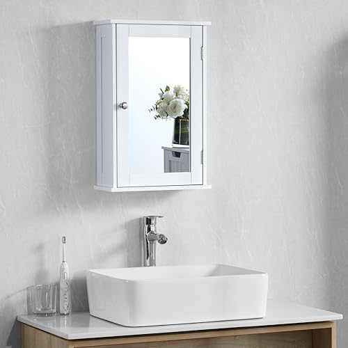 Bath Vida Priano Badezimmerschrank, einzelne Spiegeltür, Wandmontage, weiß