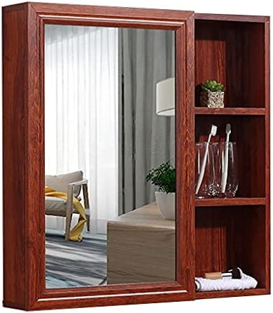 WLCNYL Space Aluminium-Badezimmer-Spiegelschrank, wandmontiertes Badezimmer mit Spiegel, hängender Aufbewahrungsbehälter aus Aluminium, multifunktional (Farbe: Rot, Größe: 607012,5 cm)