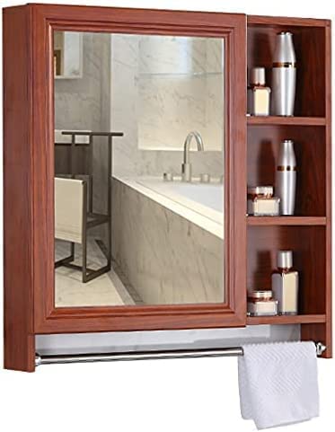 Badezimmer-Spiegelschrank, Wand-Spiegelschrank, Handtuchhalter, Badezimmer-Wand-Badezimmerschrank, Doppeltür, Wandmontage (Farbe: Rot, Größe: 70 x 70 x 12,5 cm) (Rot 60 x 70 x 12,5 cm)