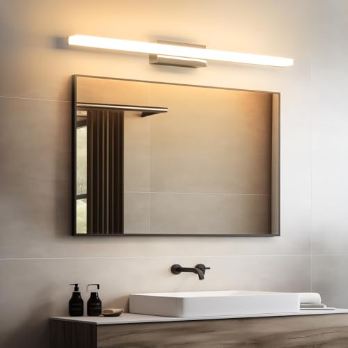 SUZNIU Led Spiegelleuchte Badezimmer, 40CM Spiegelschrank Bad IP44 Warmweiß 3000K Wandleuchte Badezimmer, 6W Spiegellampe Badezimmerlampe Spiegelleuchte Bad Schrankleuchte Spiegel Beleuchtung
