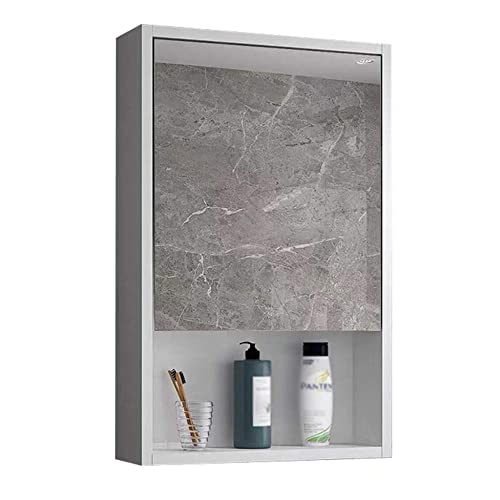 ROLTIN Badezimmer-Spiegelschrank aus massivem Holz, Wand-Aufbewahrungsbox für Ankleidezimmer, Einzeltür, weiß, klares Bild / 50 cm (40 cm) (weiß 50 cm)