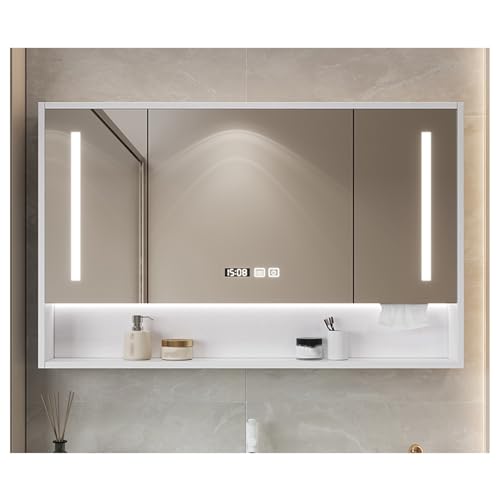 Wandmontierter LED-Badezimmer-Spiegelschrank mit Anti-Beschlag-Funktion, Aufbewahrungslösung, 140 x 74,9 cm – stilvolle verspiegelte Badezimmerschränke für mehr Platz